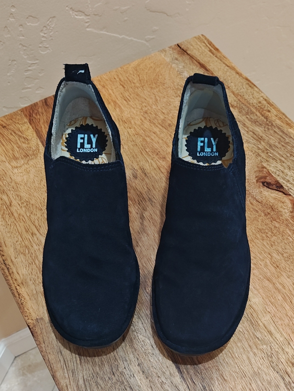 Fly London Navy Blue Suede Ankle Booties